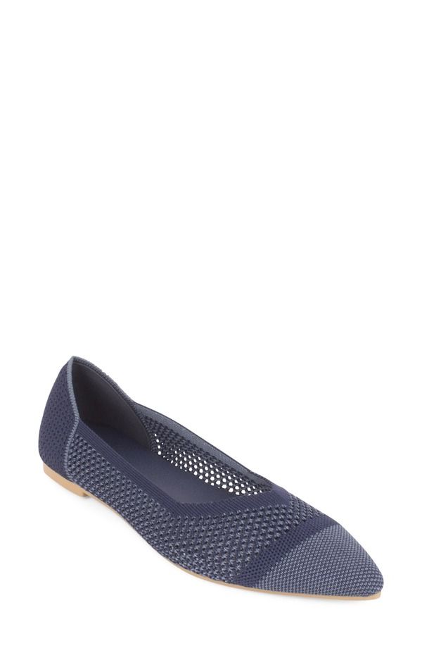タハリ レディース シューズ パンプス ニット Tahari Antigua Knit Pointed Toe Flat Denim デニム