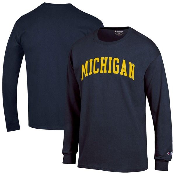 チャンピオン メンズ トップス Tシャツ Mens Championavy Michigan Wolverines Basic Arch Long Sleeve TShirt Navy ネイビー