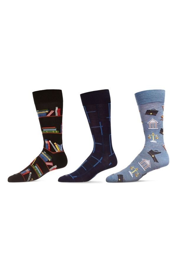 メモイ メンズ アンダーウェア 靴下 MeMoi Professions Assorted 3Pack Crew Socks BlackBlack Multi ブラック