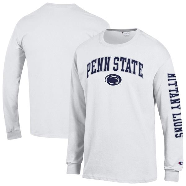 チャンピオン メンズ トップス Tシャツ ロゴ Mens Champion White Penn State Nittany Lions Arch Over Logo 2Hit Long Sleeve