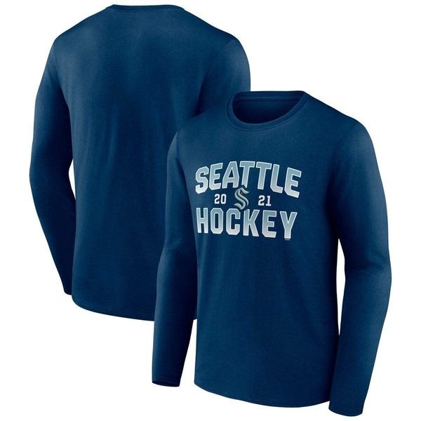 ファナティクス メンズ トップス Tシャツ Mens Fanatics Brandedeep Sea Blue Seattle Kraken Skate Or Die Long Sleeve TShi