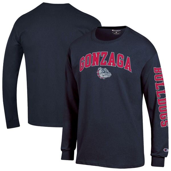 チャンピオン メンズ トップス Tシャツ ロゴ Mens Championavy Gonzaga Bulldogs Arch Over Logo 2Hit Long Sleeve TShirt Nav 10,345円