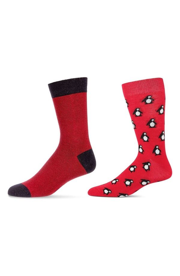 メモイ メンズ アンダーウェア 靴下 MeMoi Assorted 2Pack Crew Socks BlackRed ブラック