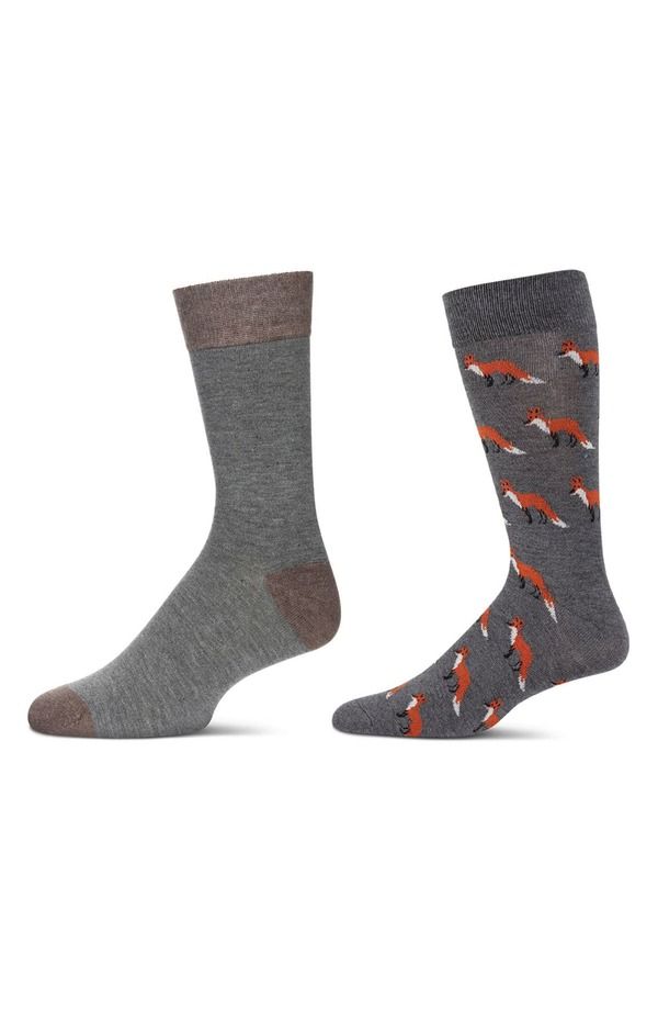 メモイ メンズ アンダーウェア 靴下 MeMoi Assorted 2Pack Crew Socks Gray Heather グレー