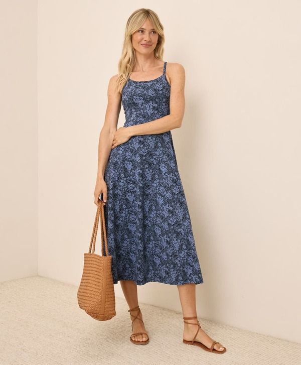 パクト レディース トップス ワンピース ミディ コットン Pact Organicotton Fit Flare Midi Dress Midnight Garden