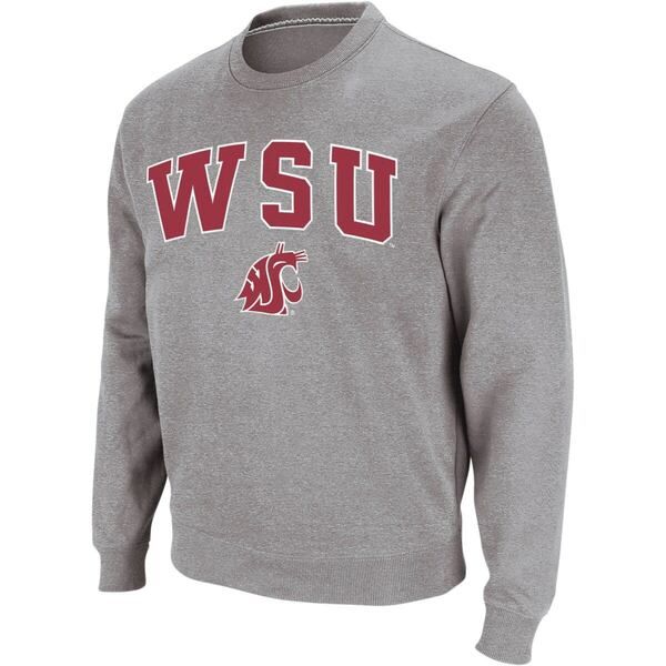 コロシアム メンズ アウター パーカー・スウェット クルーネック シャツ ロゴ Mens Colosseum Heather Gray Washington State Cougars Arch Lo