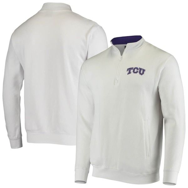 コロシアム メンズ アウター パーカー・スウェット ロゴ ジャケット Mens Colosseum White TCU Horned Frogs Tortugas Logo QuarterZip Ja