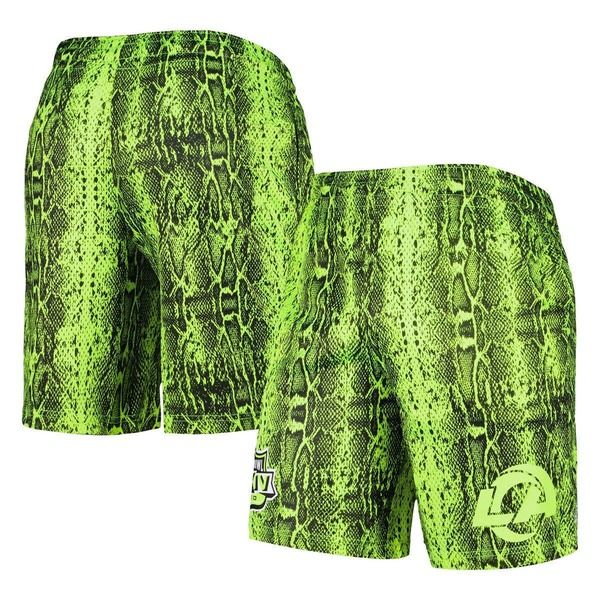 ニューエラ メンズ ボトムス ハーフパンツ・ショーツ ショートパンツ Mens New Era Neon Green Los Angeles Ramsummer Pop Shorts Neon Gre