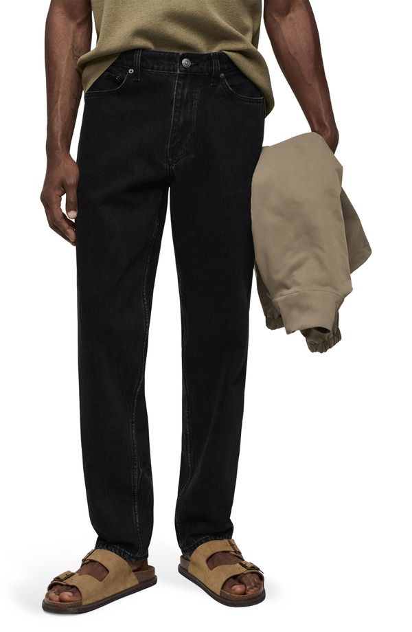マンゴ メンズ ボトムス デニムパンツ ストレート ジーンズ MANGO Bob Straight Leg Jeans Black Denim ブラック