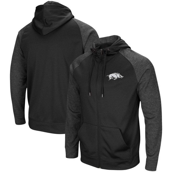 コロシアム メンズ アウター パーカー・スウェットール Mens Colosseum Black Arkansas Razorbacks Big Tall Blackout 20 Raglan Ful