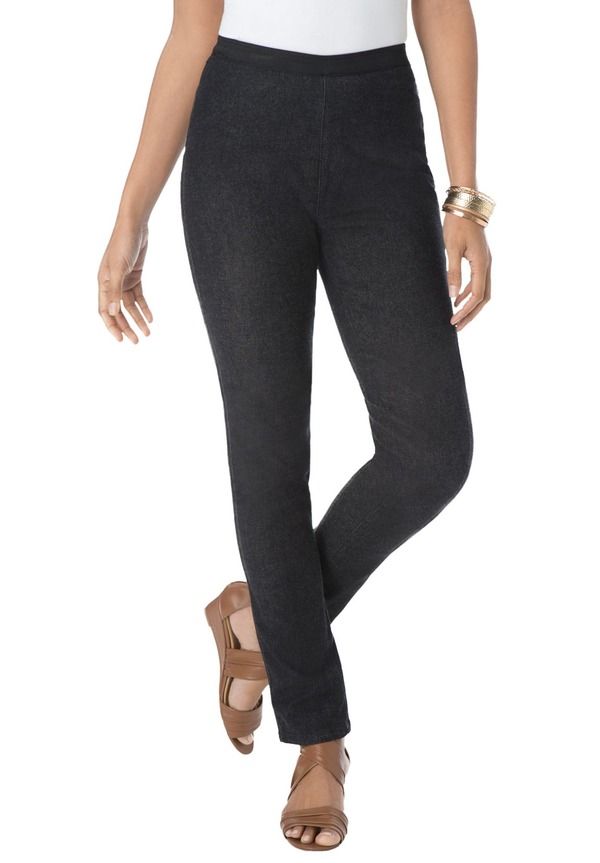 ジェシカロンドン レディース ボトムス デニムパンツ Jessica London Stretch Denim StraightLeg Jegging Black ブラック