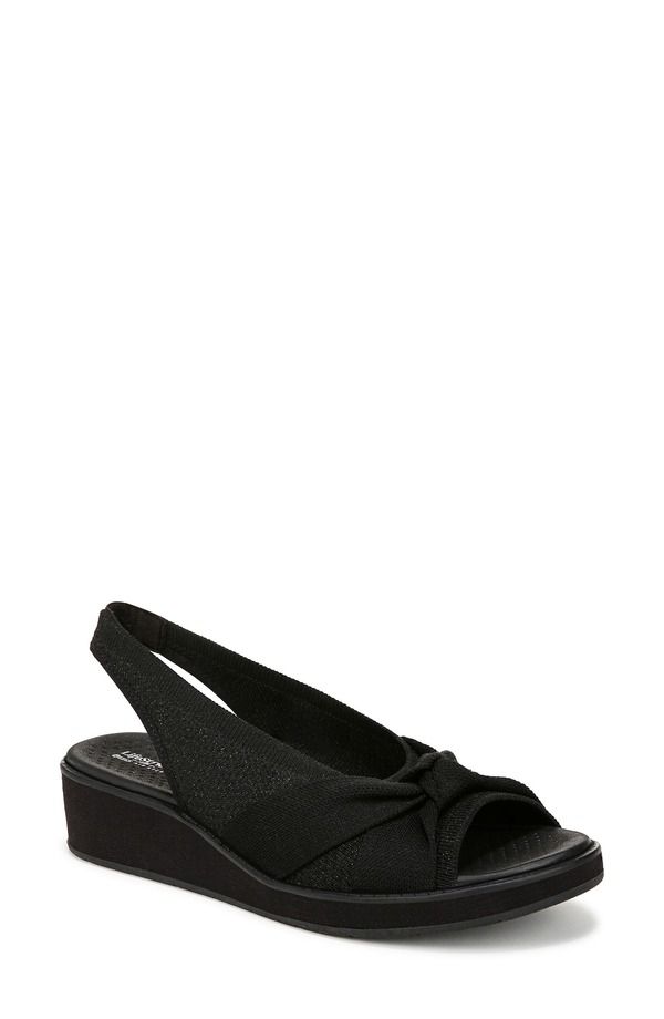 ライフストライド レディース シューズ サンダル LifeStride Bell Slingback Wedge Sandal Blacknit ブラック