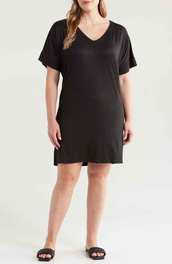 24 セブンコンフォート レディース トップス ワンピース Tシャツ ジャージー 24seven Comfort Appareloose Fit Jersey TShirt Dress Black ブ