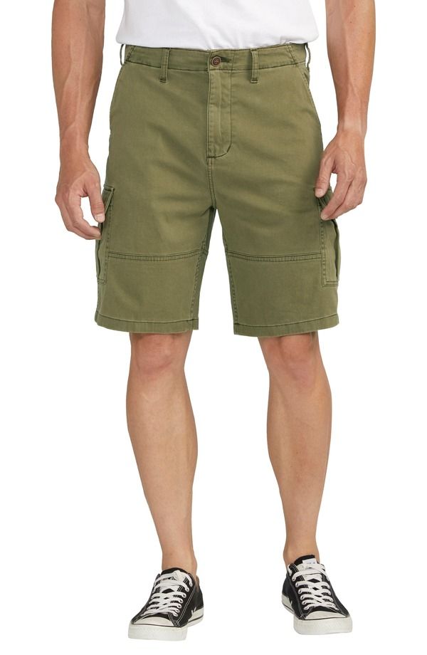 シルバー ジーンズ メンズ ボトムス カジュアルパンツ ショートパンツ コットン Silver Jeans Co Stretch Cotton Twill Cargo Shorts Olive オリー