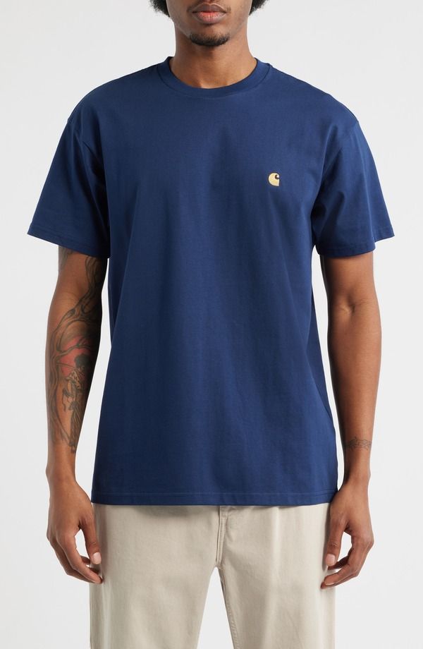カーハート メンズ トップス Tシャツ クルーネック Carhartt Work In Progress Chase Crewneck TShirt Jupiter Gold ゴールド