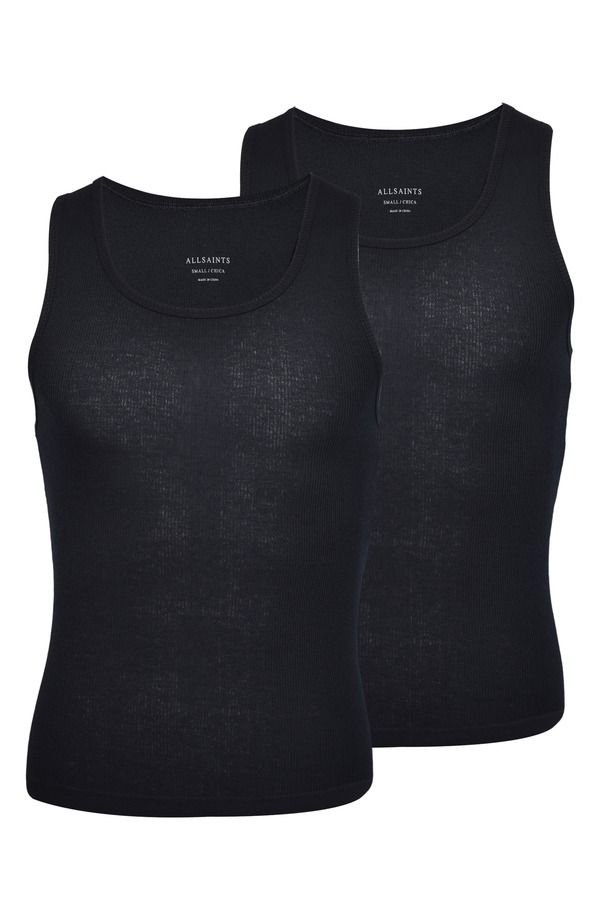 オールセインツ メンズ トップス Tシャツ コットン AllSaints 2Pack Organicotton Rib Tanks Black ブラック