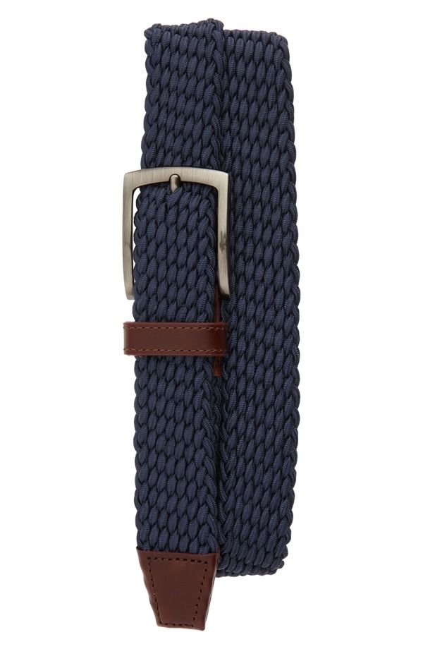 ジョンストンアンドマーフィー メンズ アクセサリー ベルト ニット Johnston Murphy Stretch Knit Belt Navy ネイビー