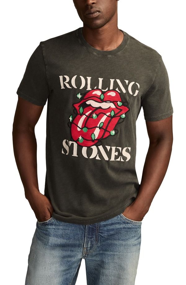 ラッキーブランド メンズ トップス Tシャツ コットン 刺繍 Lucky Brand Rolling Stones Lights Embroidered Appliqu Cotton TShirt R 12,586円