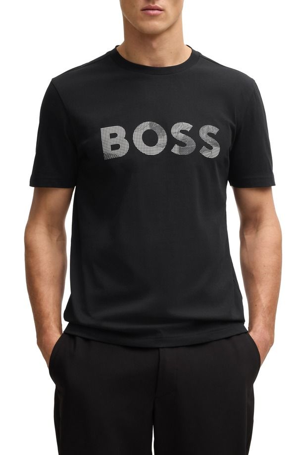 ボス メンズ トップス Tシャツ ロゴ グラフィック BOSS Glamping Logo Graphic TShirt Black ブラック