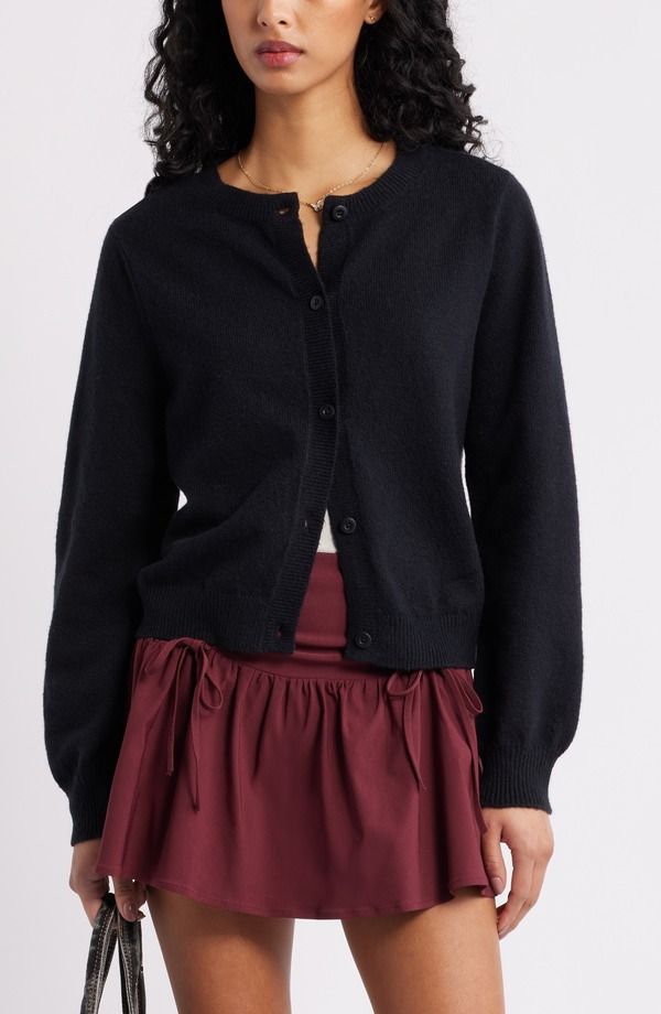 ビーピー レディース アウター パーカー・スウェット クルーネック コットン カーディガン BP Crewneck Cotton Blend Cardigan Black ブラック