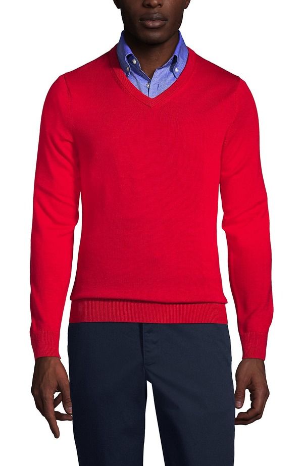 ランズエンド メンズ トップス Tシャツ Vネック セーター コットン Lands End School Uniform Cotton Modal Fine Gauge Vneck Sweatered