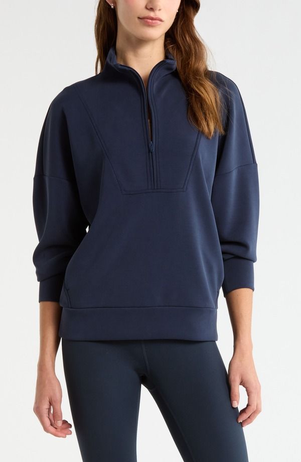 ゼラ レディース アウター パーカー・スウェット ハーフジップ Zella Ultra Soft Half Zipullover Navy Sapphire ネイビー