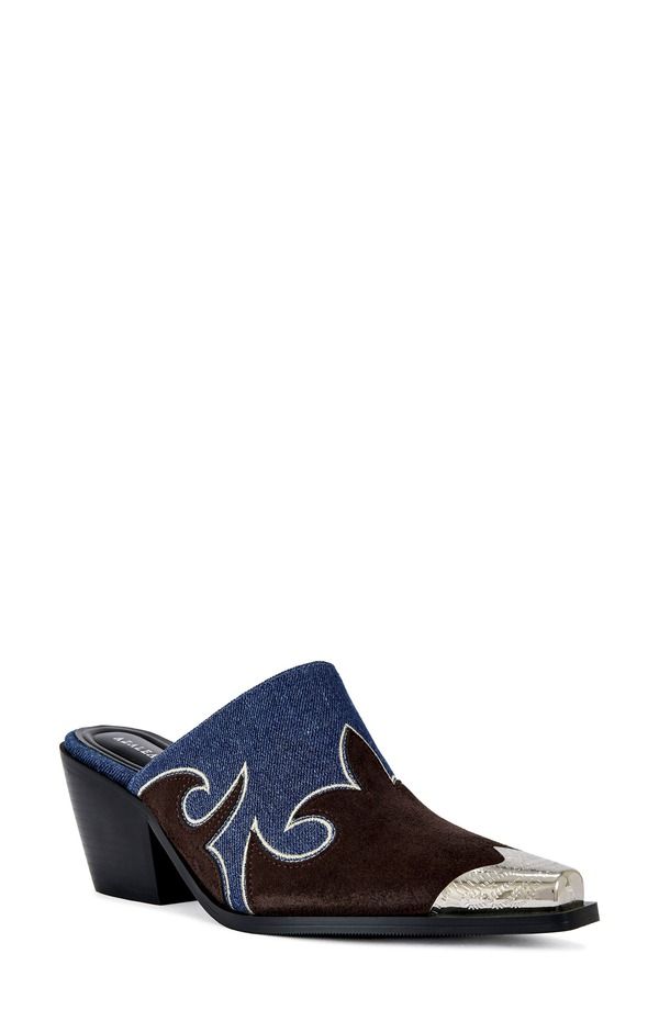 アザレア ワン レディース シューズ ヒール AZALEA WANG Cecily Western Mule Blue Brown ブルー