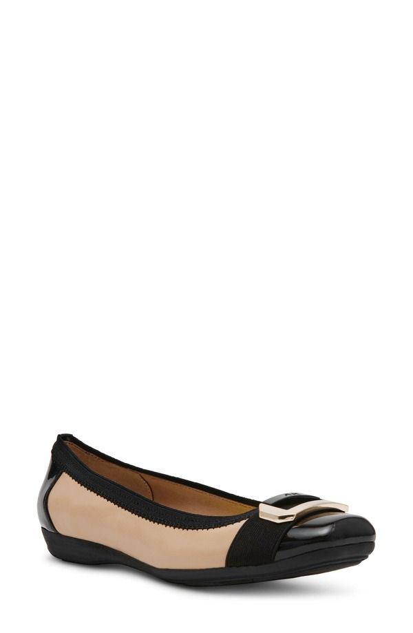 アンクライン レディース シューズ パンプス Anne Klein Uplift Flat Beige Black ブラック