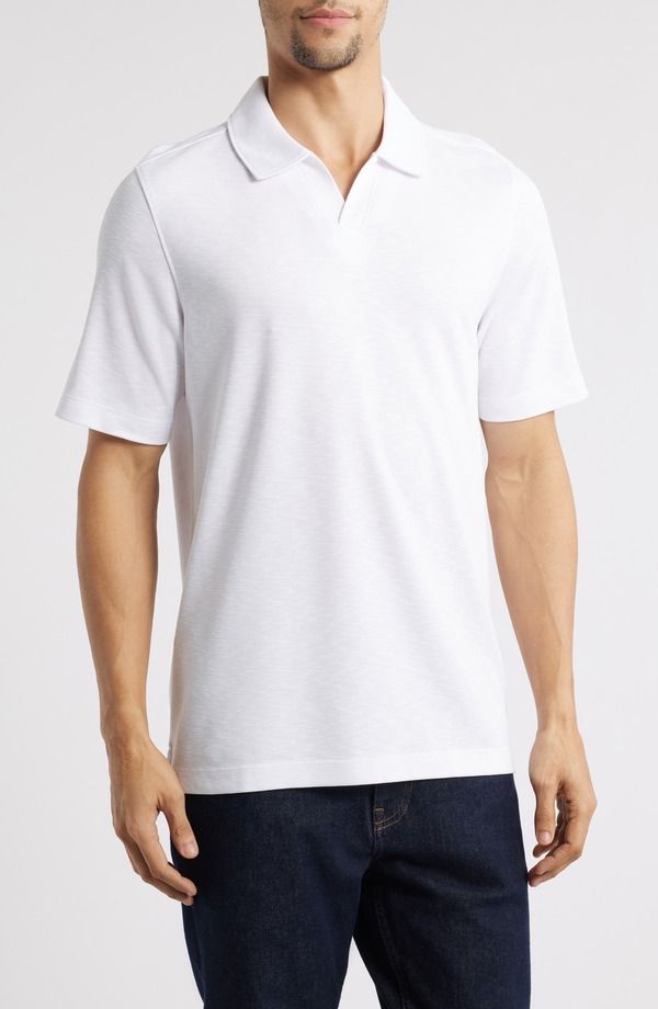 ジョンストンアンドマーフィー メンズ トップス ポロシャツ ヴィンテージ Johnston Murphy Vintage Slub Modal Blend Johnny Collar Polo Whi