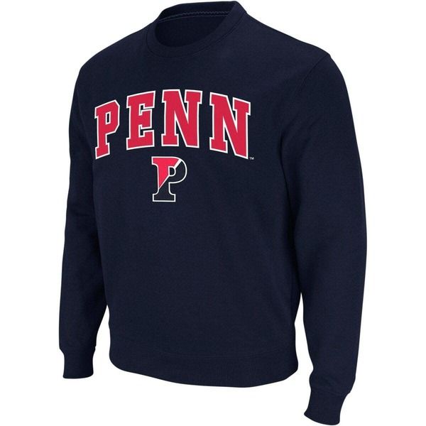 コロシアム メンズ アウター パーカー・スウェット クルーネック シャツ ロゴ Mens Colosseum Navy Pennsylvania Quakers Arch Logo Crew Neck