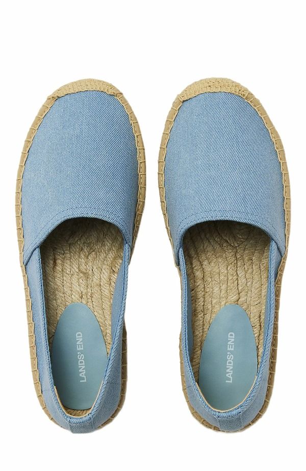 ランズエンド レディース シューズ サンダル Lands End Classic Espadrille Flats Light Wash