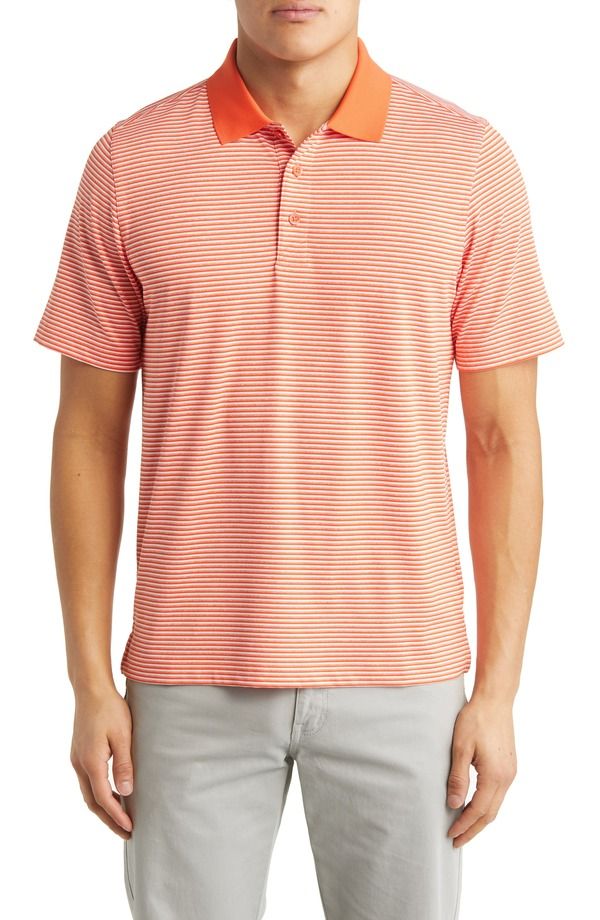 カッターアンドバック メンズ トップス ポロシャツ Cutter Buck Forge DryTec Striperformance Polo College Orange オレンジ