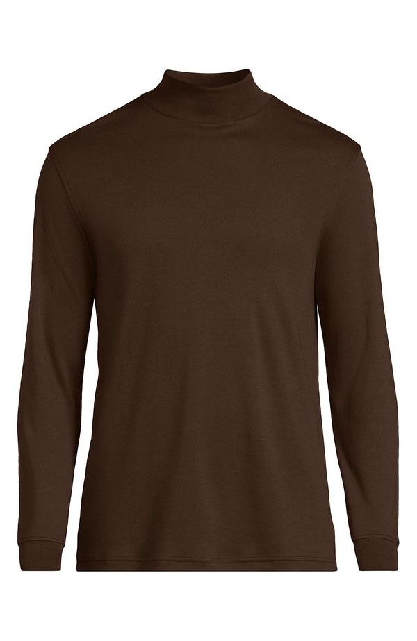 ランズエンド メンズ トップス Tシャツ タートルネック コットン Lands End Cotton Supima Mock Turtleneck Dark Walnut Brown ブラウン