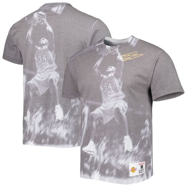ミッチェルネス メンズ トップス Tシャツ Mens Mitchell Nesshaquille ONeal Heather Gray Los Angeles Lakers Above The Rim