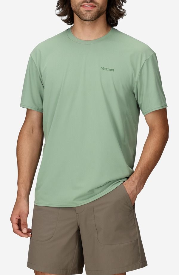 マーモット メンズ トップス Tシャツ クルーネック Marmot AirExchange SolarShield UPF Crewneck TShirt Agate Green グリーン