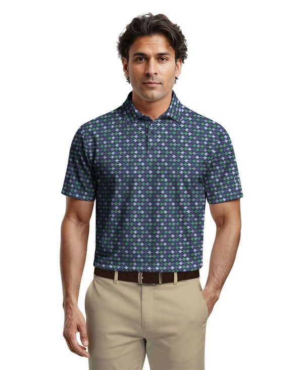 【送料無料】 ピージーエーツアー メンズ ポロシャツ トップス Mens Novelty Print ClassicFit Polo Shirt Peacoat