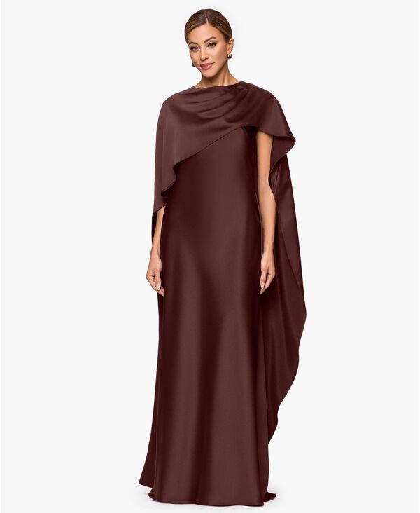 【送料無料】 エスケープ レディース ワンピース トップス Womens Long Satin Boat Neck Dress Chocolate