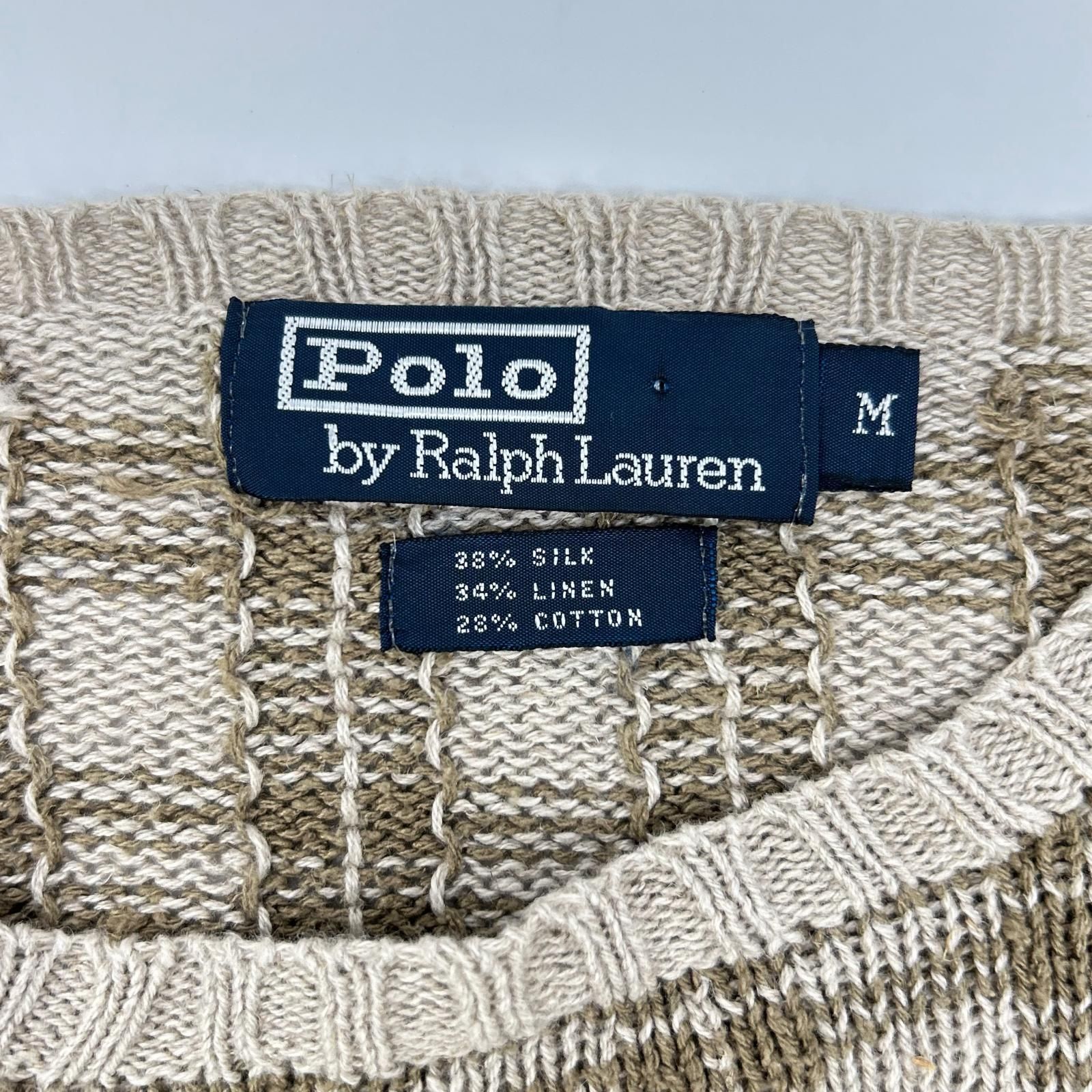 POLObyRalphLauren ポロラルフローレン 90s ベージュ×カーキ ブロックチェックニット M POLObyRalphLauren ポロラルフローレン 90s ベージュ×カーキ ブロック