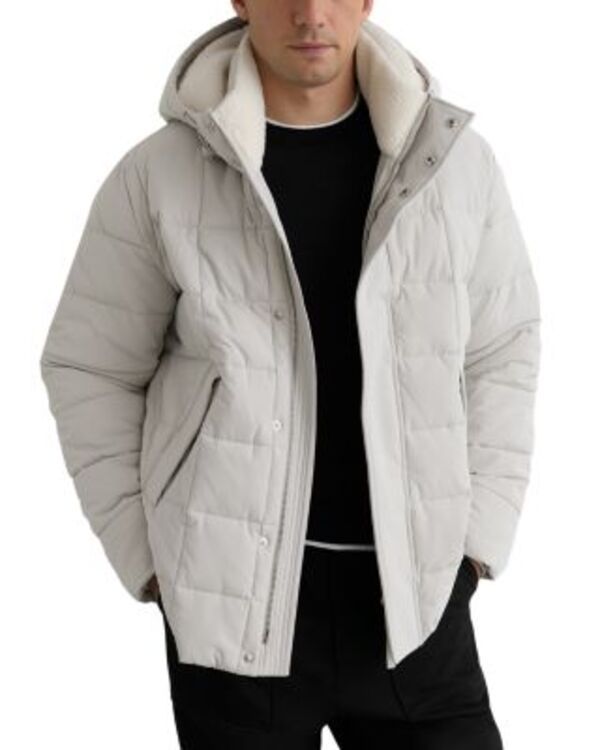 レイス メンズ アウター ジャケット・ブルゾン キルティング REISS Klause Long Sleeve Borg Lined Quilted Puffer Jacket Stone ストーン