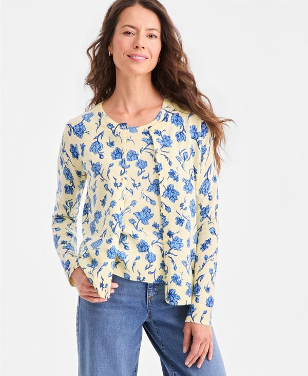 スタイルアンドコー レディース アウター ニット・セーター プリント カーディガン Style Co Womens Printed ButtonFront Cardigan Macys Exclusi