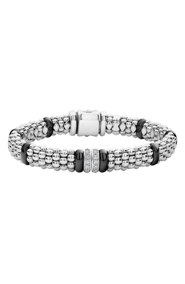ラゴス レディース アクセサリー ブレスレット・バングル・アンクレット LAGOS Black Caviar Diamond 2Link Bracelet Silver Black Ceramic D
