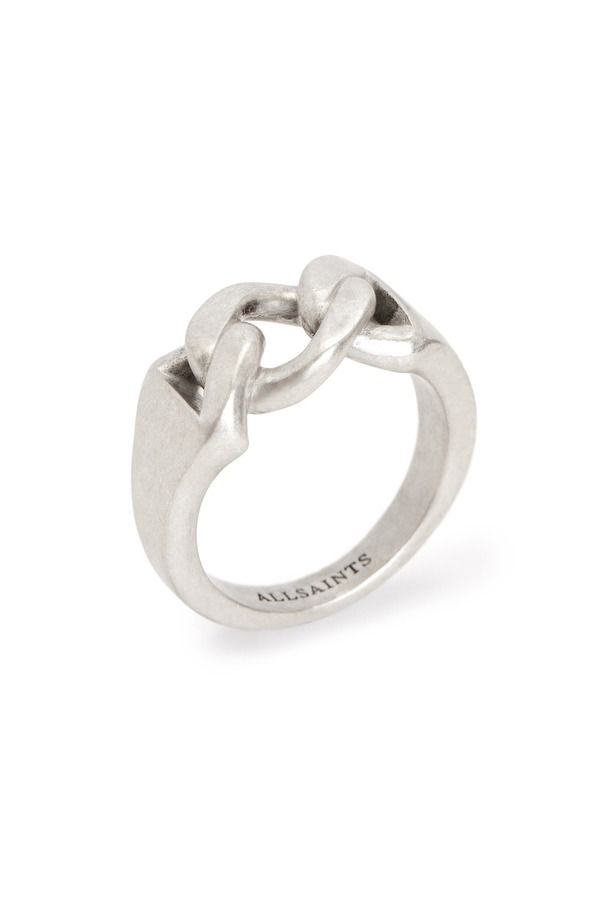 オールセインツ メンズ アクセサリー 指輪 AllSaints Mens Curb Chain Ring Warm Silver シルバー