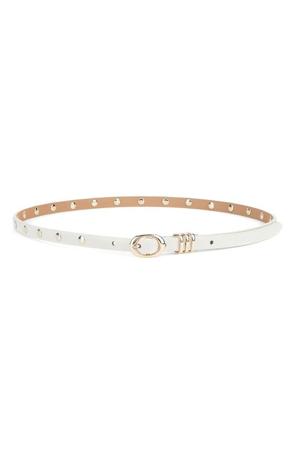 エティカ レディース アクセサリー ベルト レザー Ettika Skinny Studded Leather Belt Vanilla 23,532円