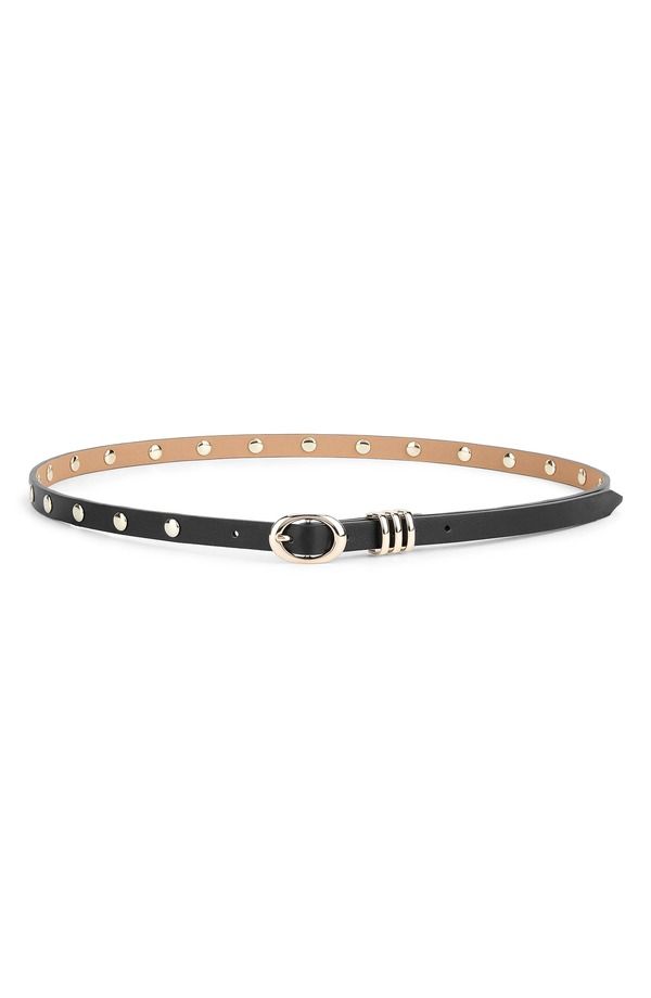 エティカ レディース アクセサリー ベルト レザー Ettika Skinny Studded Leather Belt Black ブラック