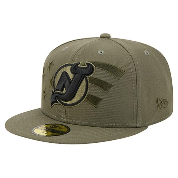 ニューエラ メンズ アクセサリー 帽子 ジャージー Mens New Era Olive New Jersey Devils Military Appreciation Flag 59FIFTY Fi