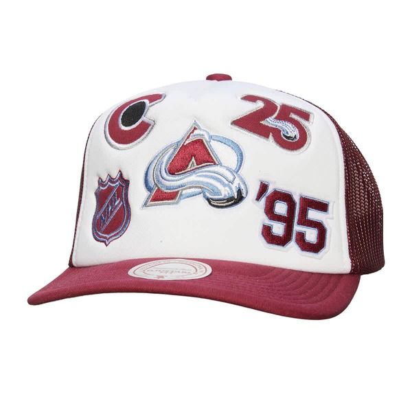 ミッチェルネス メンズ アクセサリー 帽子 Mens Mitchell Ness WhiteBurgundy Colorado Avalanche Gridlock Trucker Adjustabl