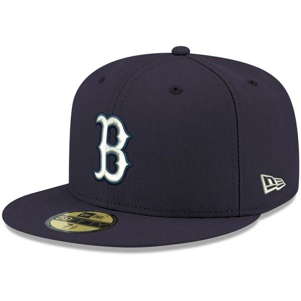ニューエラ レディース アクセサリー 帽子 ロゴ Mens New Era Navy Boston Red Sox White Logo 59FIFTY Fitted Hat Navy ネイビー