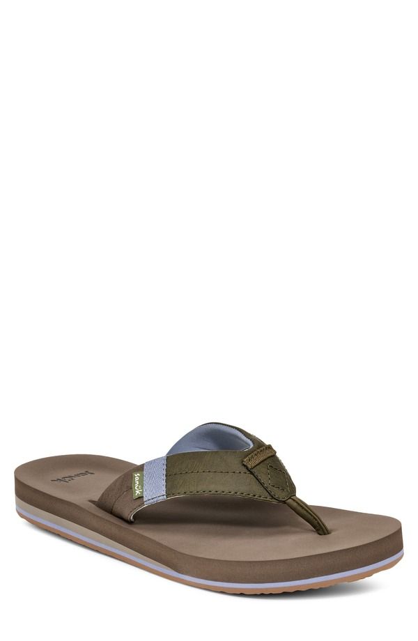 サヌーク メンズ シューズ サンダル Sanuk Sawyer Flip Flop Olive オリーブ