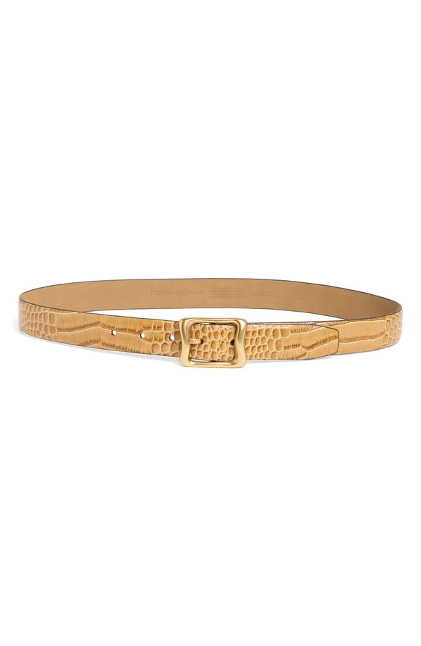 トレジャーアンドボンズ レディース アクセサリー ベルト レザー Treasure Bond Tana Croc Embossed Leather Belt Yellow Gold イエロー