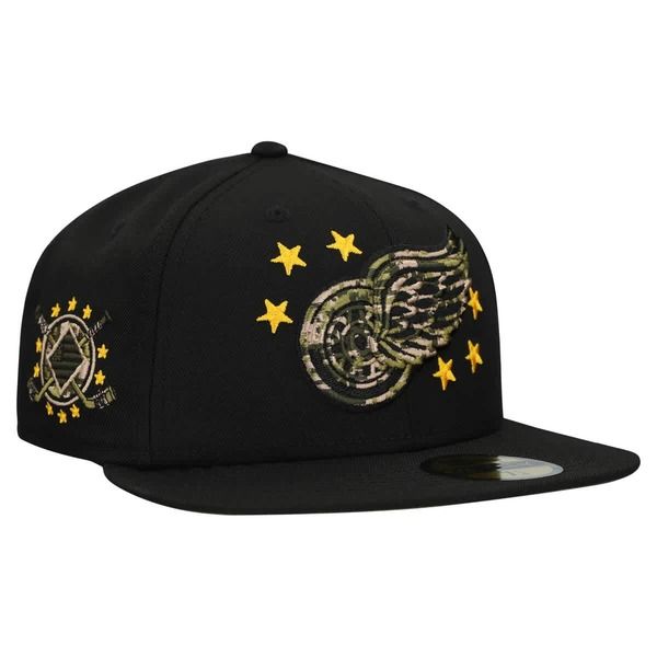 ニューエラ メンズ アクセサリー 帽子 Mens New Era Black Detroit Red Wings Military Appreciation Digital Camo Stars 59